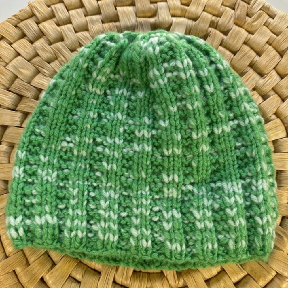 Kids Green Knit Beanie Hat‎ Winter Warm Comfortable Casual handmade beanie